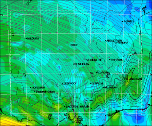 The RASP showing wind lines over Victoria